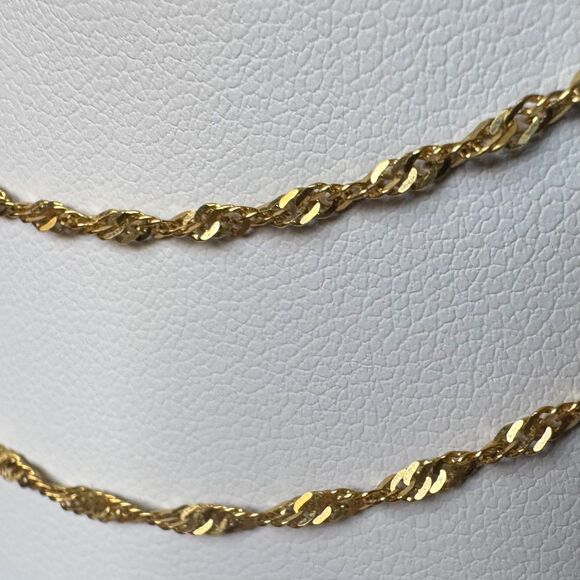 14k Yellow Gold Diamond Cut Singapore Chain 24 Inch 2mm Necklace Vintage 3.2g - Picture 7 of 16